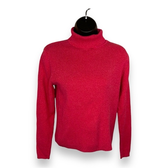 MEDIUM VINTAGE NORTHCREST 90’s PINK TURTKENECK SWEATER LONG SLEEVE KNIT COTTON - Picture 1 of 11